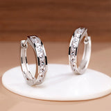 925 Silver Zircon Earrings Circle Round Fashionable Jewelry Birthday Gift