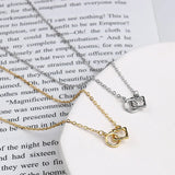 925 Silver Rectangle Circle Necklaces Double Square Pendant