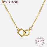 925 Silver Rectangle Circle Necklaces Double Square Pendant