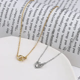 925 Silver Rectangle Circle Necklaces Double Square Pendant
