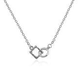 925 Silver Rectangle Circle Necklaces Double Square Pendant