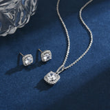 925 Silver Zircon Necklace Set CZ Pendants Gift For Women NK114/ER036