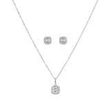 925 Silver Zircon Necklace Set CZ Pendants Gift For Women NK114/ER036