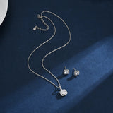 925 Silver Zircon Necklace Set CZ Pendants Gift For Women NK114/ER036