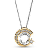 925 Silver Shooting Star Pave & Beads I-D Collier Pendant & Necklace