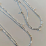 925 Silver Bead Snake Chain Choker Set NK119