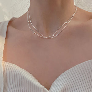 925 Silver Bead Snake Chain Choker Set NK119