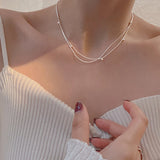 925 Silver Bead Snake Chain Choker Set NK119