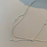 925 Silver Bead Snake Chain Choker Set NK119