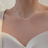 925 Silver Bead Snake Chain Choker Set NK119