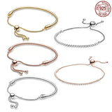925 Sterling Silver Bracelet Thin Chain Adjustable Bracelet