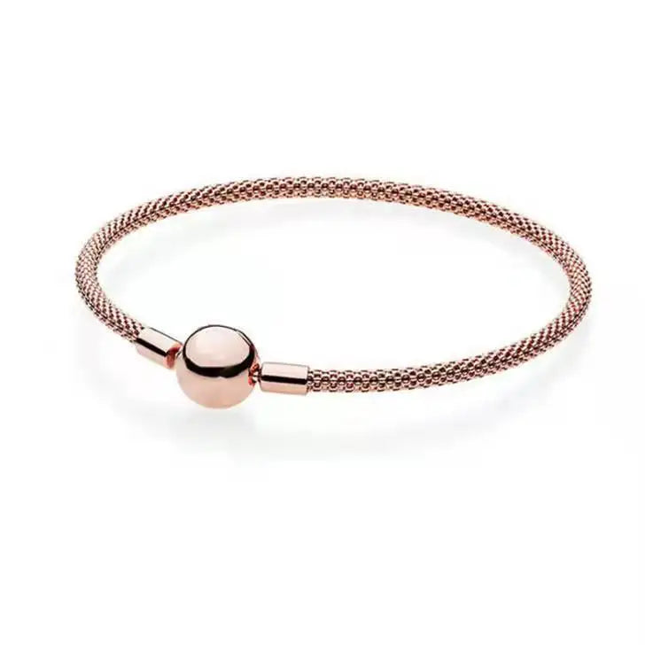 925 Sterling Silver Buckle Chain Bracelet for Charm Beads DIY