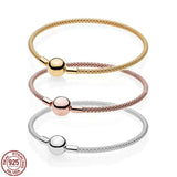 925 Sterling Silver Buckle Chain Bracelet for Charm Beads DIY