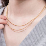 925 Silver Snake Chain 3 Layers 18K Choker Necklace NK145