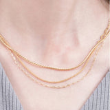 925 Silver Snake Chain 3 Layers 18K Choker Necklace NK145