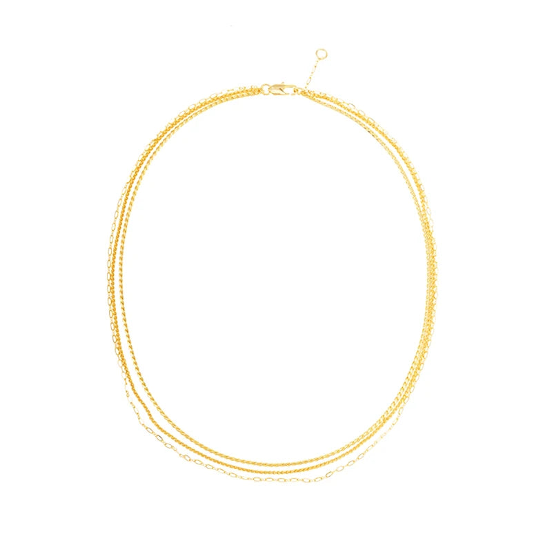 925 Silver Snake Chain 3 Layers 18K Choker Necklace NK145