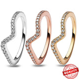 925 Silver Sparkling Wave Ring Wedding Band Stackable Promise Ring Size 6-9