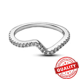 925 Silver Sparkling Wave Ring Wedding Band Stackable Promise Ring Size 6-9