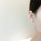 925 Silver Pearl Hoop Earrings Plated Round Earring for Women