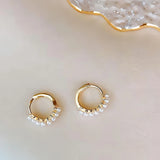 925 Silver Pearl Hoop Earrings Plated Round Earring for Women