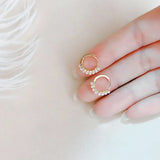 925 Silver Pearl Hoop Earrings Plated Round Earring for Women