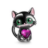 925 Silver Sleeping Cat Dangle Charm for Bracelet
