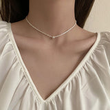 925 Silver Snake Bone Chain Round Beads Clavicle Chain Wedding Gift