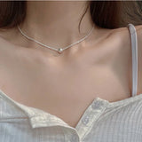 925 Silver Snake Bone Chain Round Beads Clavicle Chain Wedding Gift