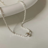 925 Silver Snake Bone Chain Round Beads Clavicle Chain Wedding Gift