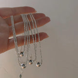 925 Silver Snake Bone Chain Round Beads Clavicle Chain Wedding Gift