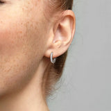 925 Silver Sparkle DoubleHoop Pav? Heart Earrings For Women