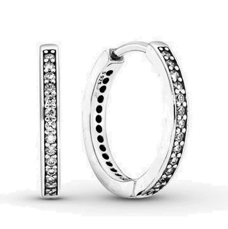 925 Silver Sparkle DoubleHoop Pav? Heart Earrings For Women