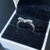 925 Sterling Silver Bow CZ Ring for Women Girl Engagement Jewelry