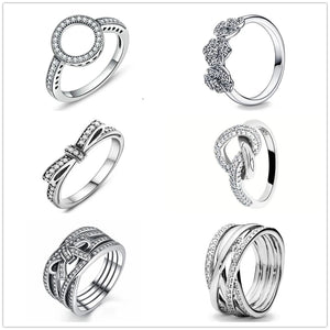 925 Sterling Silver Bow CZ Ring for Women Girl Engagement Jewelry