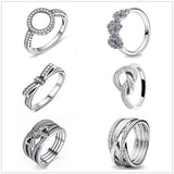925 Sterling Silver Bow CZ Ring for Women Girl Engagement Jewelry