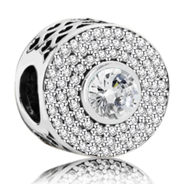 925 Sterling Silver Clear MOM Love Heart Spacer Beads Charm