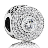 925 Sterling Silver Clear MOM Love Heart Spacer Beads Charm