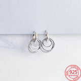 925 Silver Family Tree Stud Earrings Crown Hoops