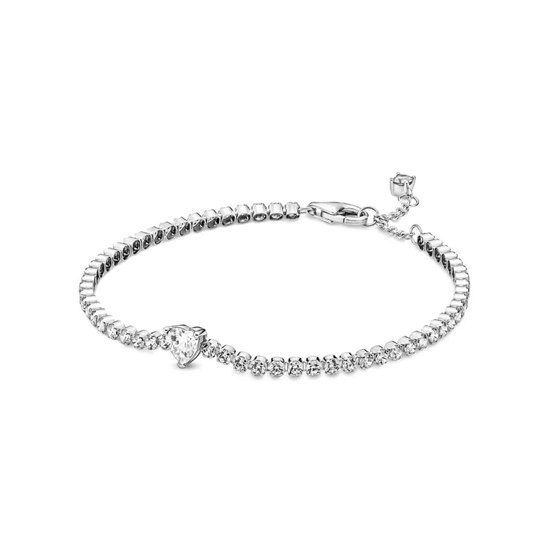 925 Silver Heart Tennis Bracelet Women Gift