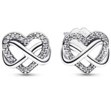 925 Silver Infinity Heart Necklace Earring Set with Crystal