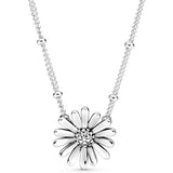 925 Silver Infinity Hearts Rose Petals Daisy Flower Necklace