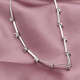 925 Silver Pave Collier Bars Crystal Choker Necklace for DIY Jewelry