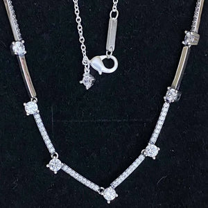 925 Silver Pave Collier Bars Crystal Choker Necklace for DIY Jewelry