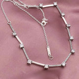 925 Silver Pave Collier Bars Crystal Choker Necklace for DIY Jewelry
