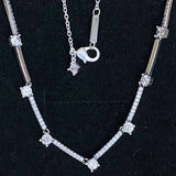 925 Silver Pave Collier Bars Crystal Choker Necklace for DIY Jewelry