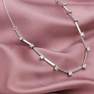 925 Silver Pave Collier Bars Crystal Choker Necklace for DIY Jewelry