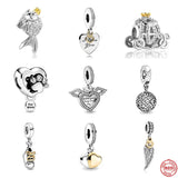 925 Sterling Silver Sparkling Paw Print & Heart Baby Shoe Charm