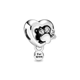 925 Sterling Silver Sparkling Paw Print & Heart Baby Shoe Charm