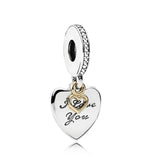 925 Sterling Silver Sparkling Paw Print & Heart Baby Shoe Charm