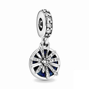 925 Sterling Silver Snowflake Pendant Charm Bead for Bracelet DIY